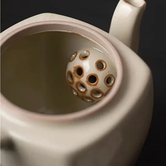 Magnolia Flower Square Teapot, 6.75oz Ru Kiln Xi Shi Style Ceramic,Pink Flowers. - Picture 2 of 6